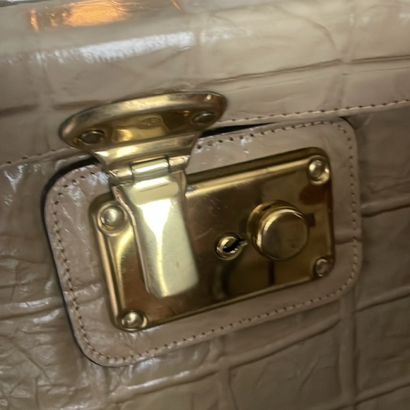 Parklane croc beige gold key lock Hermesstyle vintage bag large hard case “14 - Picture 7 of 10